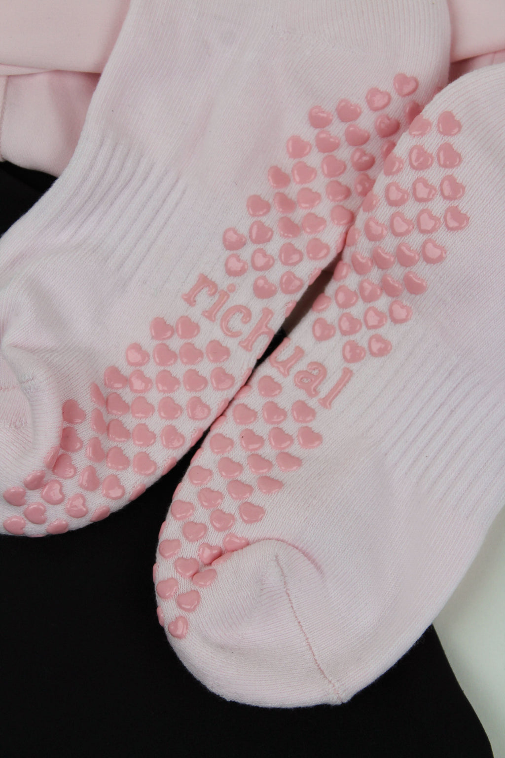 PREORDER: Let's Go Girls Grip Socks in light pink with heart-shaped non-slip grips on the soles for secure footing