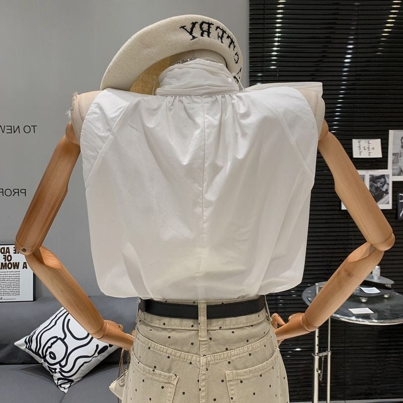 Light-luxury Chic Niche Round-neck Sleeveless Top With Tie-up Bow Detail
