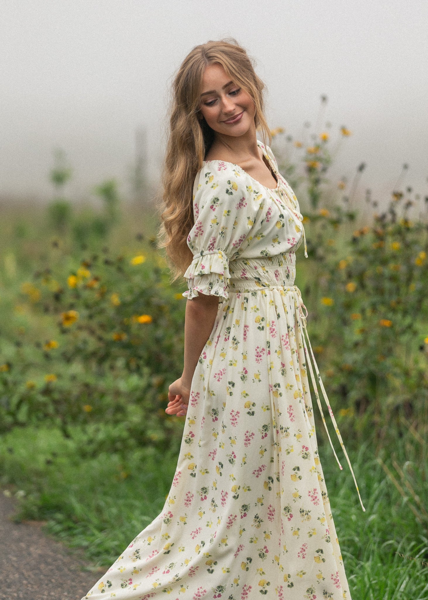 Celine Puff Sleeve Floral Maxi Dress