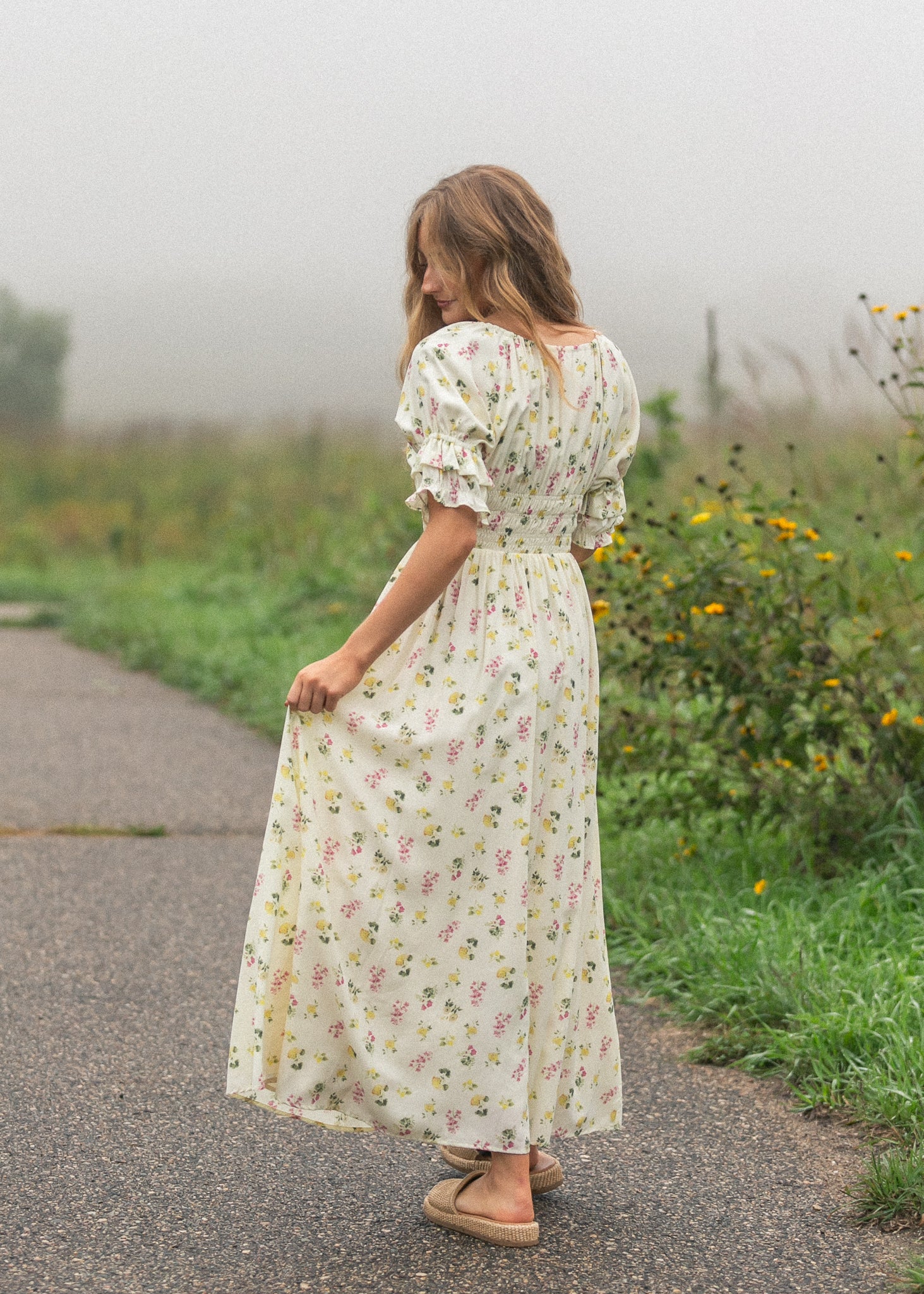 Celine Puff Sleeve Floral Maxi Dress