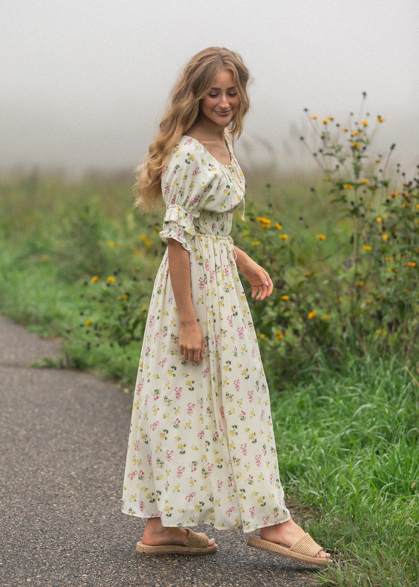 Celine Puff Sleeve Floral Maxi Dress