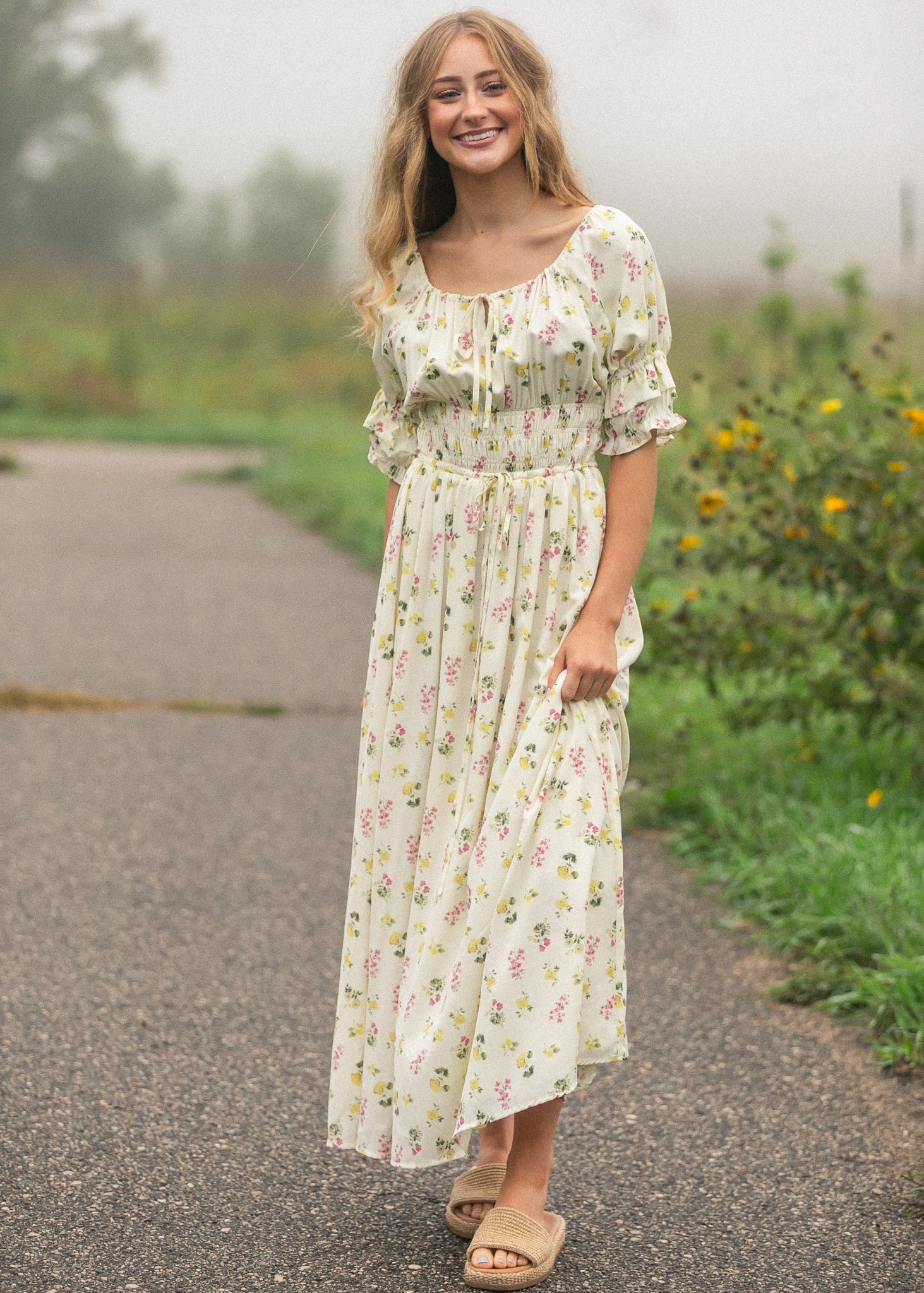 Celine Puff Sleeve Floral Maxi Dress