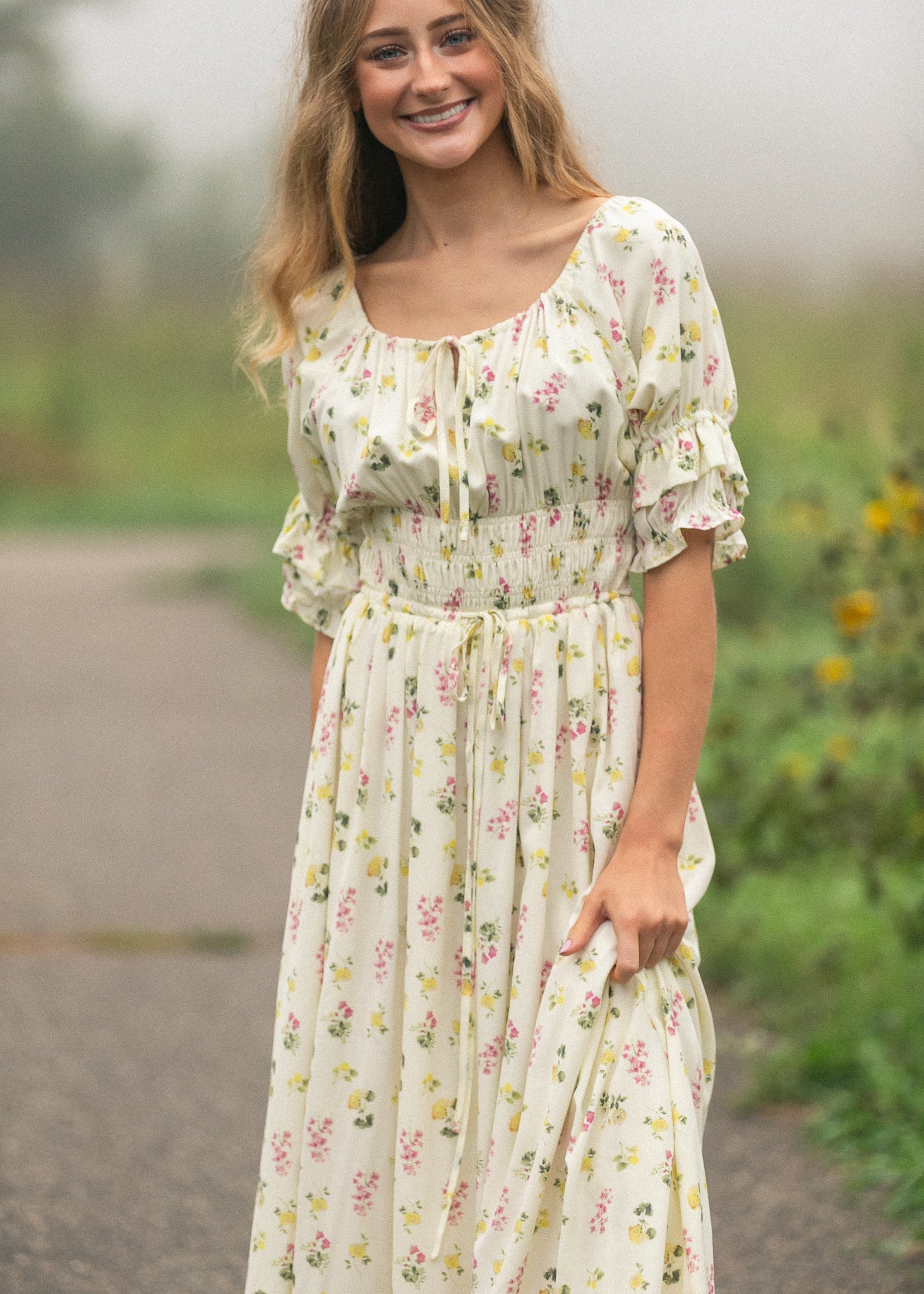 Celine Puff Sleeve Floral Maxi Dress