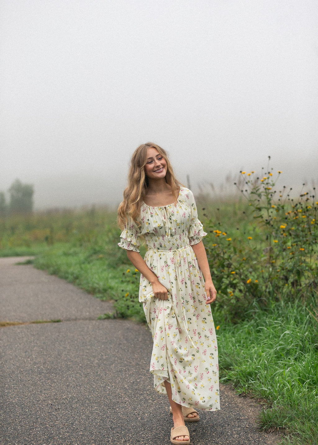 Celine Puff Sleeve Floral Maxi Dress